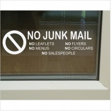 1 x No Junk Mail-WINDOW VERSION-Leaflets,Menus,Flyers,Circulars,Salespeople-Warning House Post-Self Adhesive Vinyl Door Notice Sign